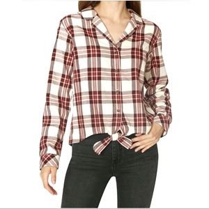 Sanctuary Colton Plaid Button Down Tie Front Shirt